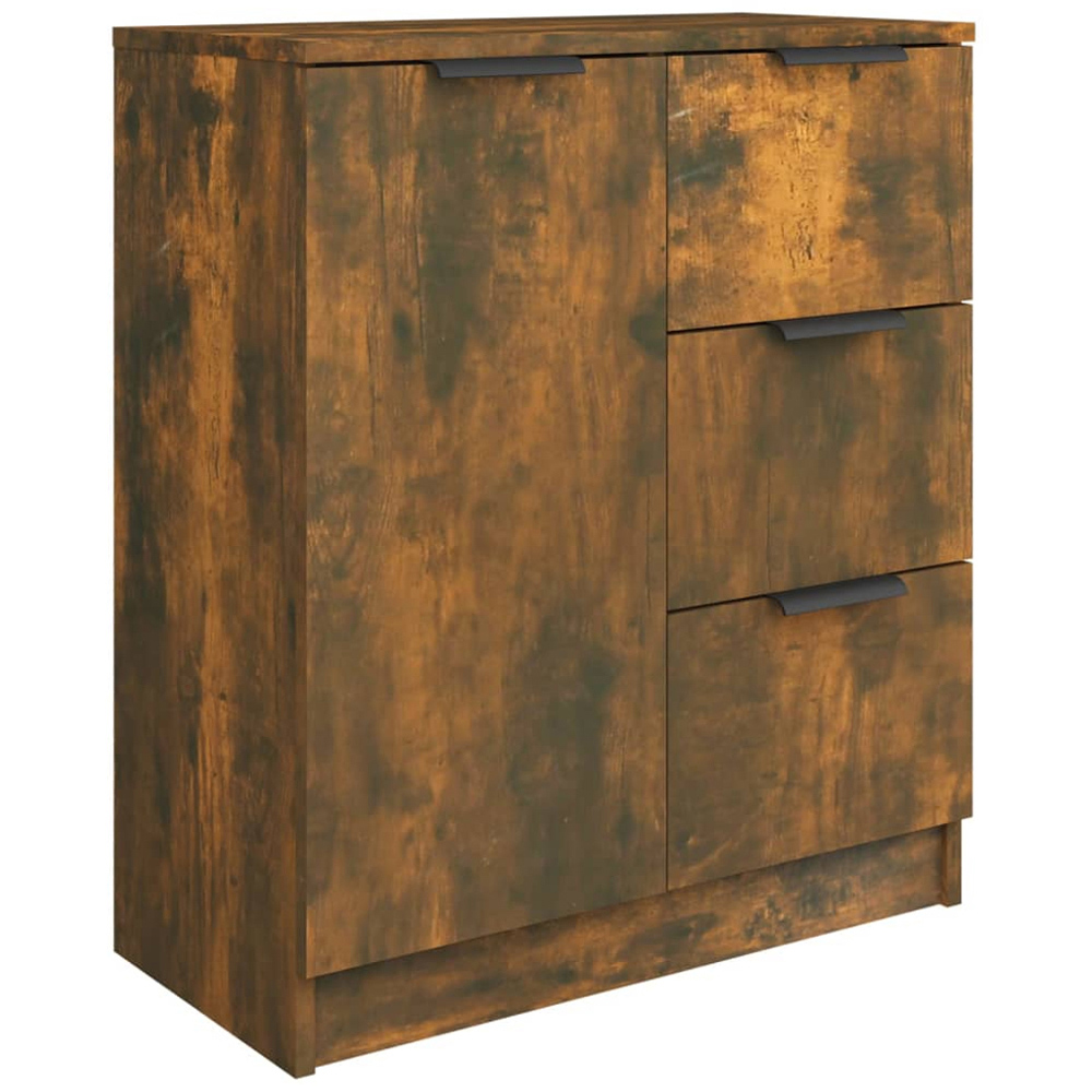 vidaXL Single Door 3 Drawer Smoked Oak Sideboard Set of 2 Image 5