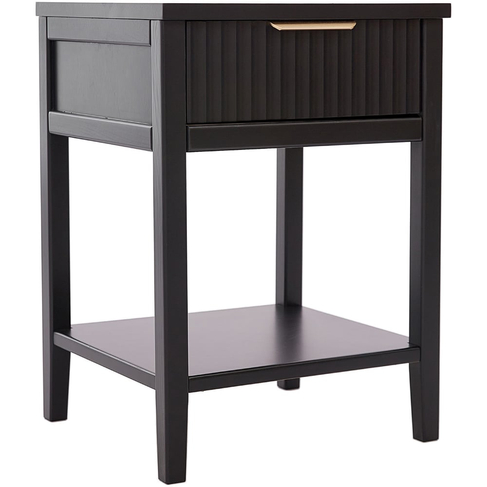 Monti Single Drawer Black Bedside Table Image 2