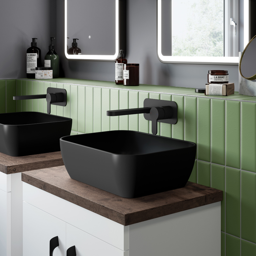 nuie Matt Black 0 Tap Hole Square Vessel 455mm Image 2