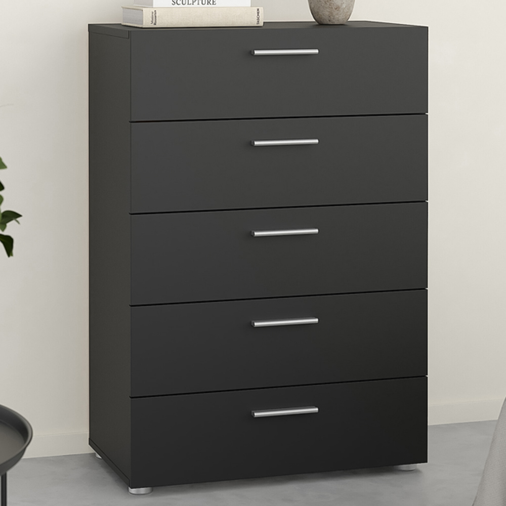 Florence 5 Drawer Black Chest of Drawers Image 1