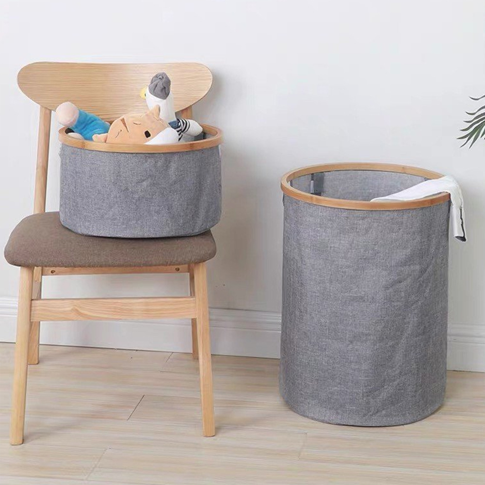AMOS Eezy 100L Grey Round Laundry Basket with Lid Image 2