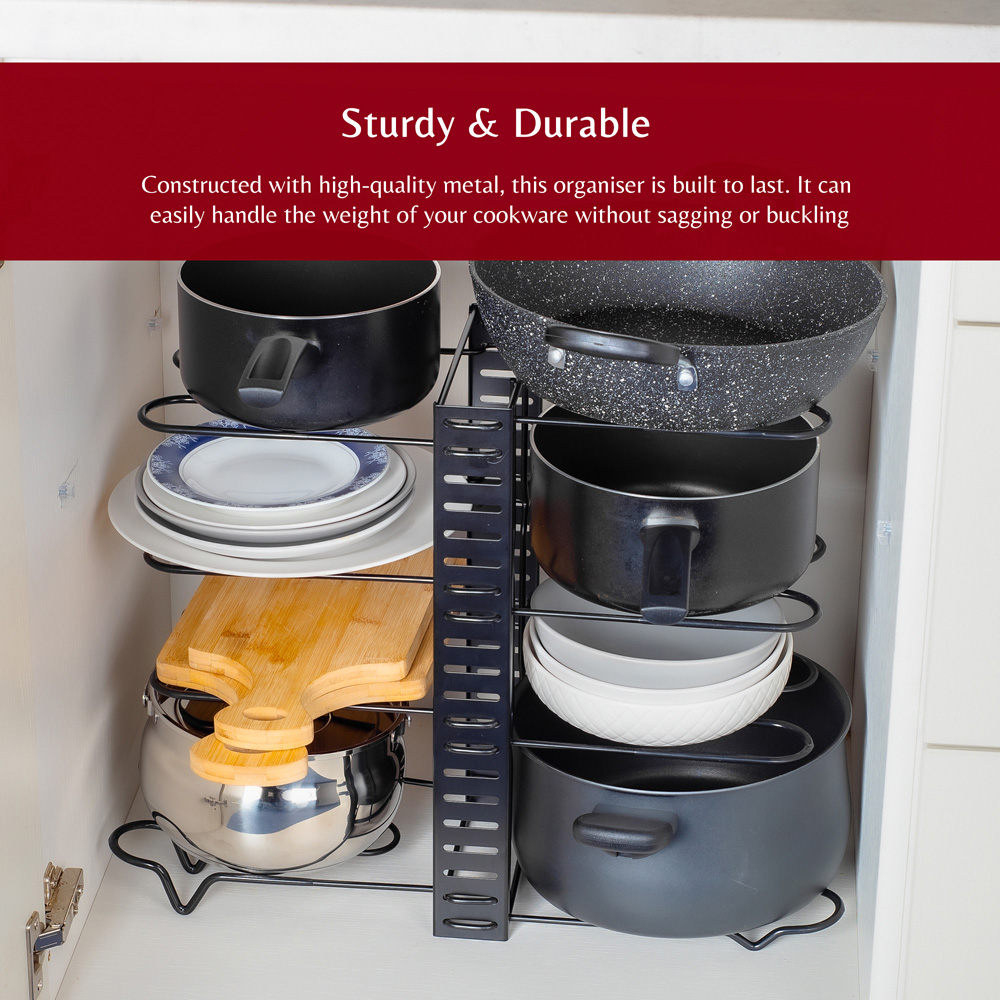Innoteck Essentials Pots and Pans Organiser Rack with 8 Adjustable Divider Image 4