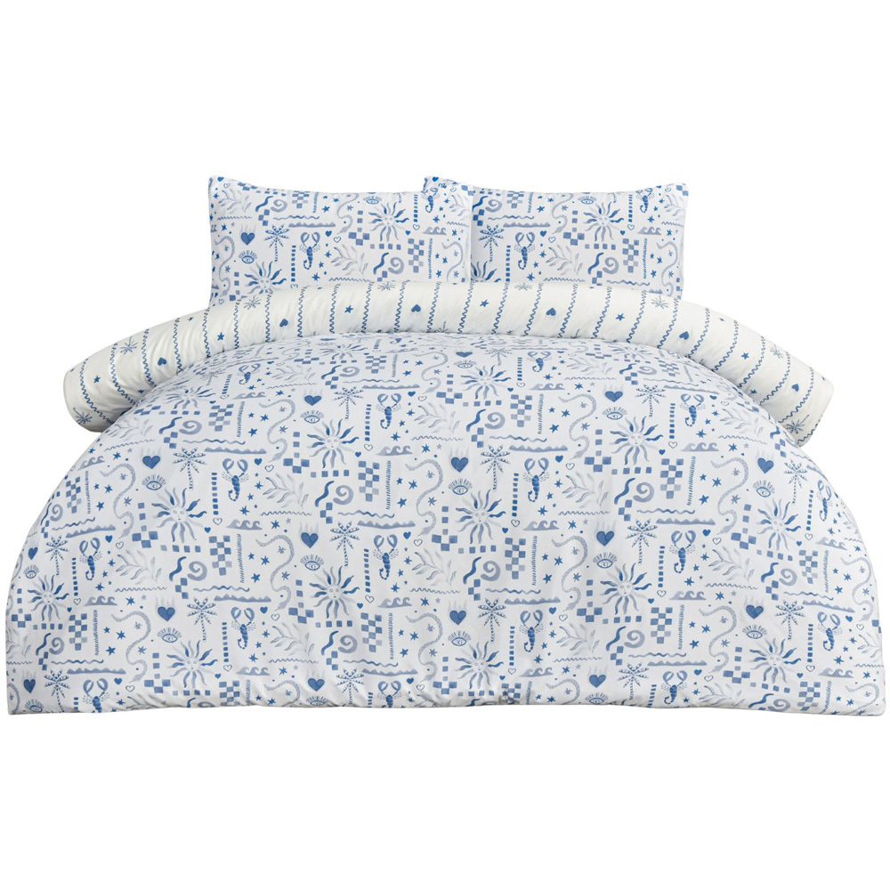 Smart Living Double Blue Holiday Postcard Duvet Set Image 2