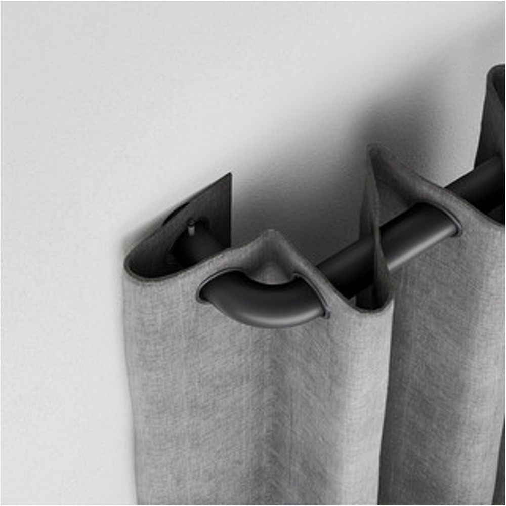 New Edge Blinds 170-300cm Black Room Darkening Extendable Curtain Pole Image 4