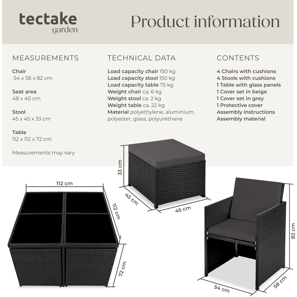 tectake Manhattan 8 Seater Rattan Garden Dining Set Black Image 6