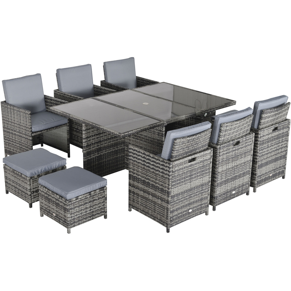 Outsunny Rattan 10 Seater Dining Set Grey Image 2
