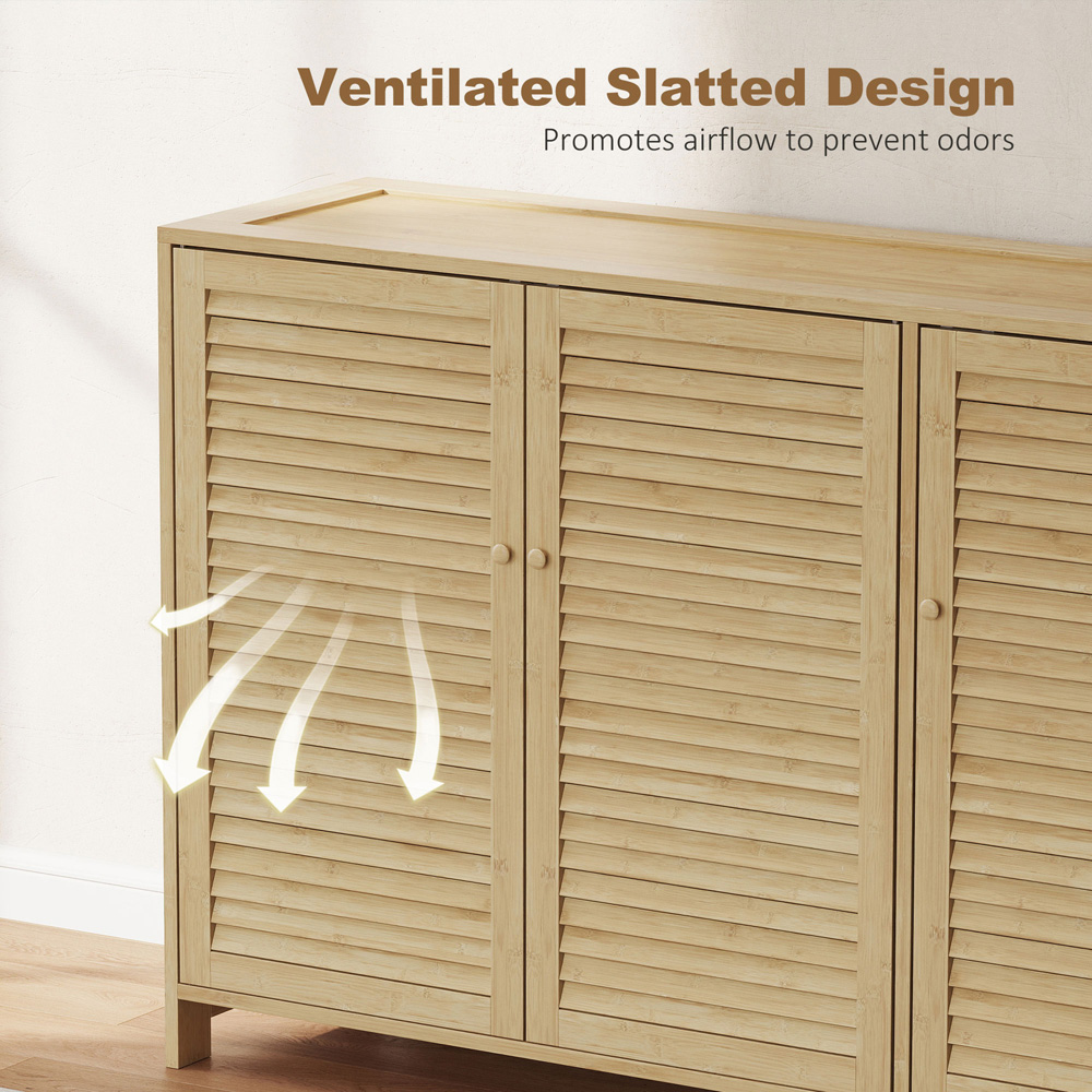 Portland 3 Door Natural Bamboo Louvred Shoe Cabinet  Image 5