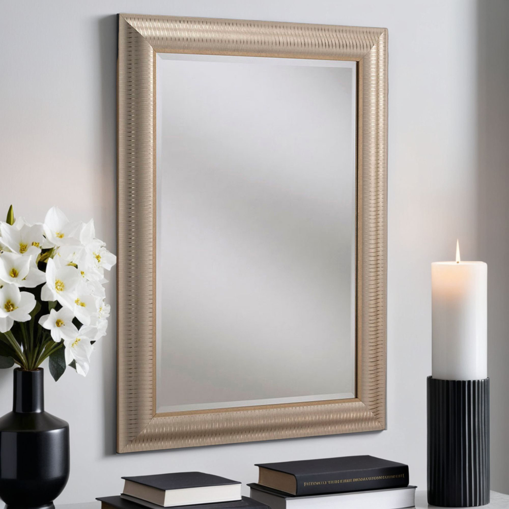 Yearn Gold Champagne Textured Wall Mirror 102 x 74cm Image 2