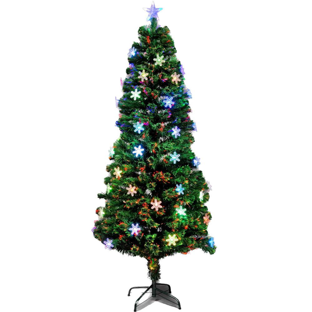 Shatchi Fibre Optic Multicolour LED Pre-Lit Artificial Christmas Tree with Snowflakes 5ft Image 1