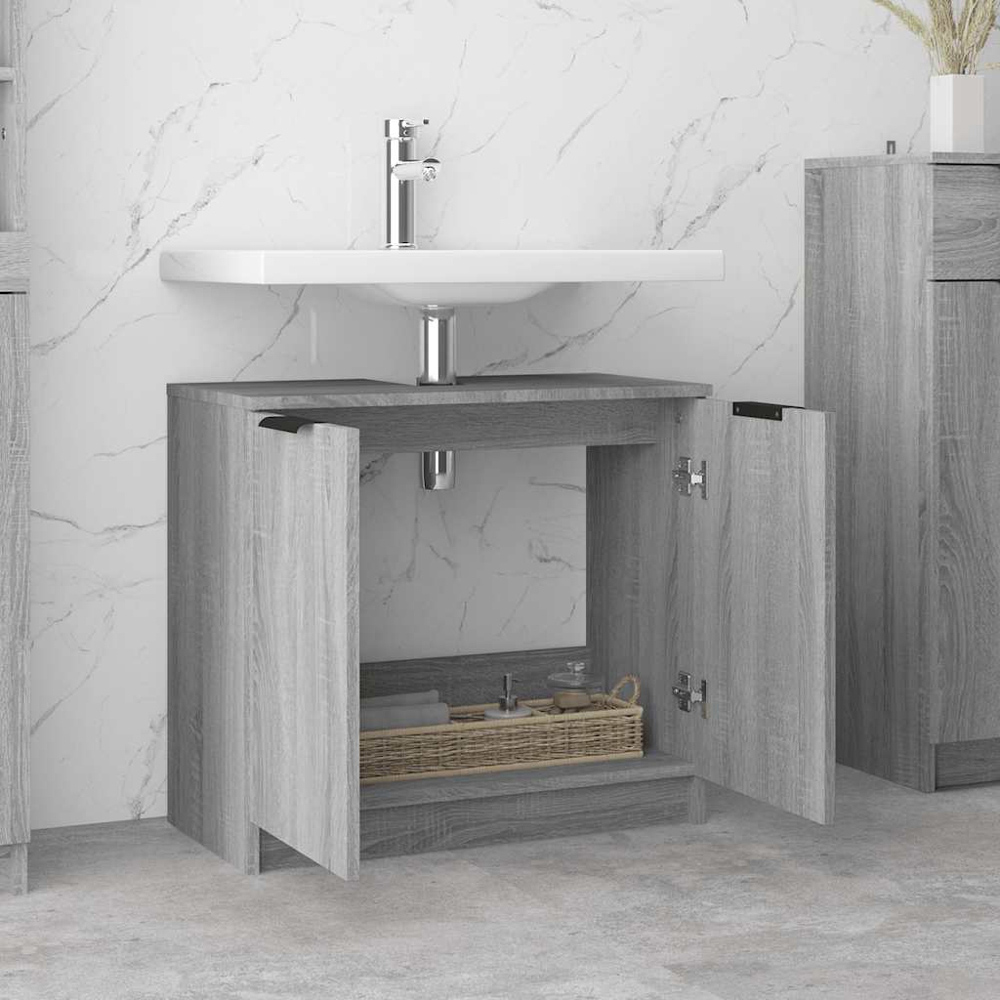 vidaXL 2 Door Grey Sonoma Bathroom Cabinet Image 8