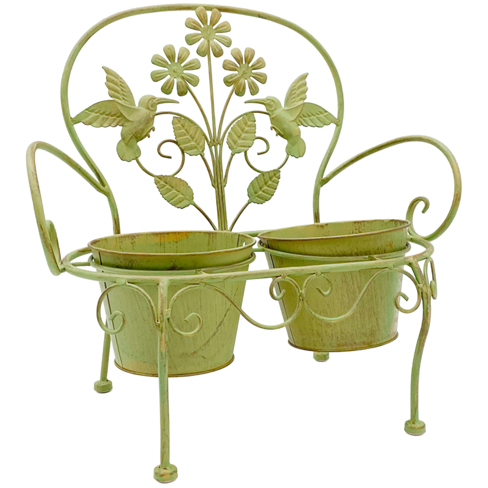Acacia Home Leaf Green Metal Garden Planter 46cm Image 1