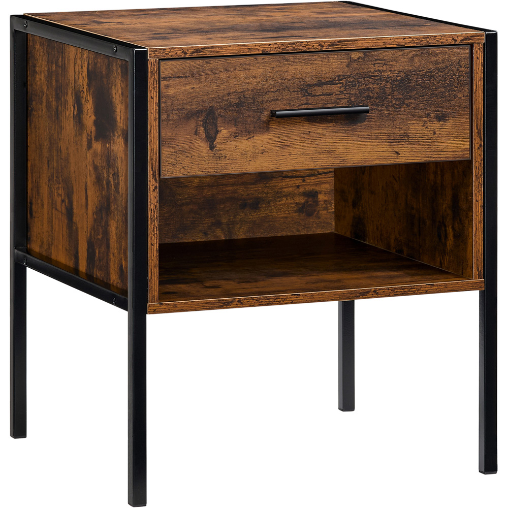 Vida Designs Brooklyn Single Drawer Dark Wood Bedside Table Image 2