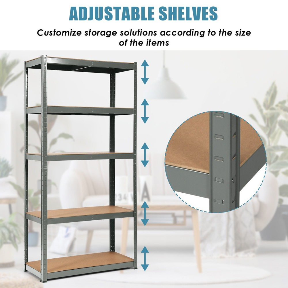 Costway 5 Shelf Grey Shelving Unit Image 8