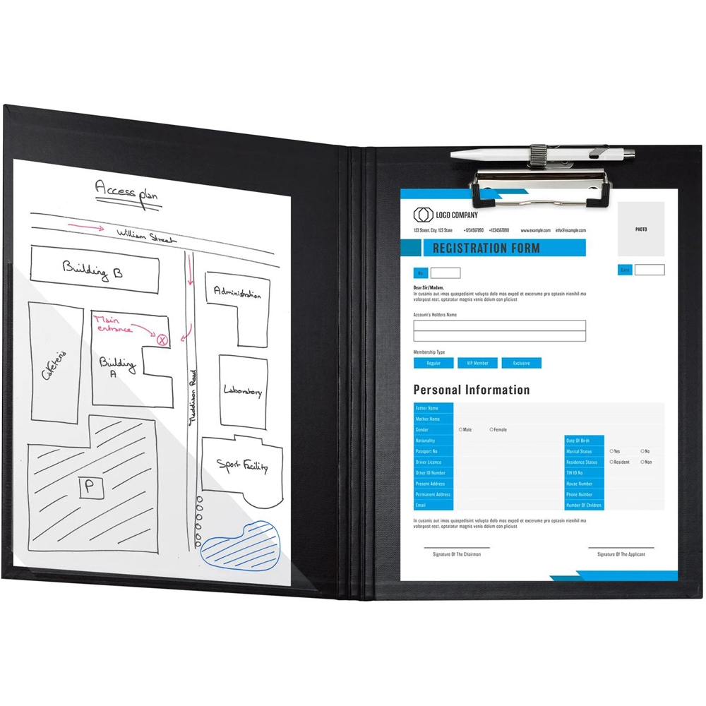 Exacompta Black Coated Paper A4 Foldover Clipboard 10 Pack Image 3