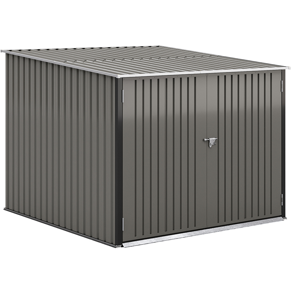 Living and Home 6.7 x 6.4ft Grey Lockable Bike Metal Storage Shed Image 1