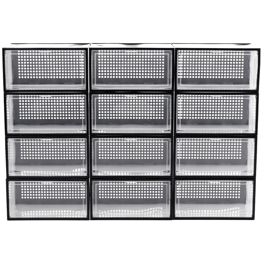 Living and Home Set of 12 Clear Plastic Stackable Shoe Storage Box 18cm Image 4