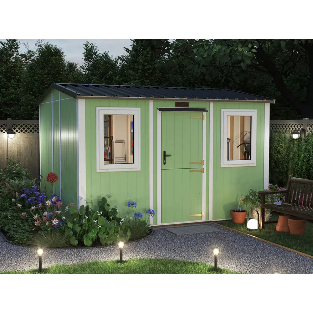 Dunster House Composite 10 x 12ft Green Apex Garden Workshop Image 4
