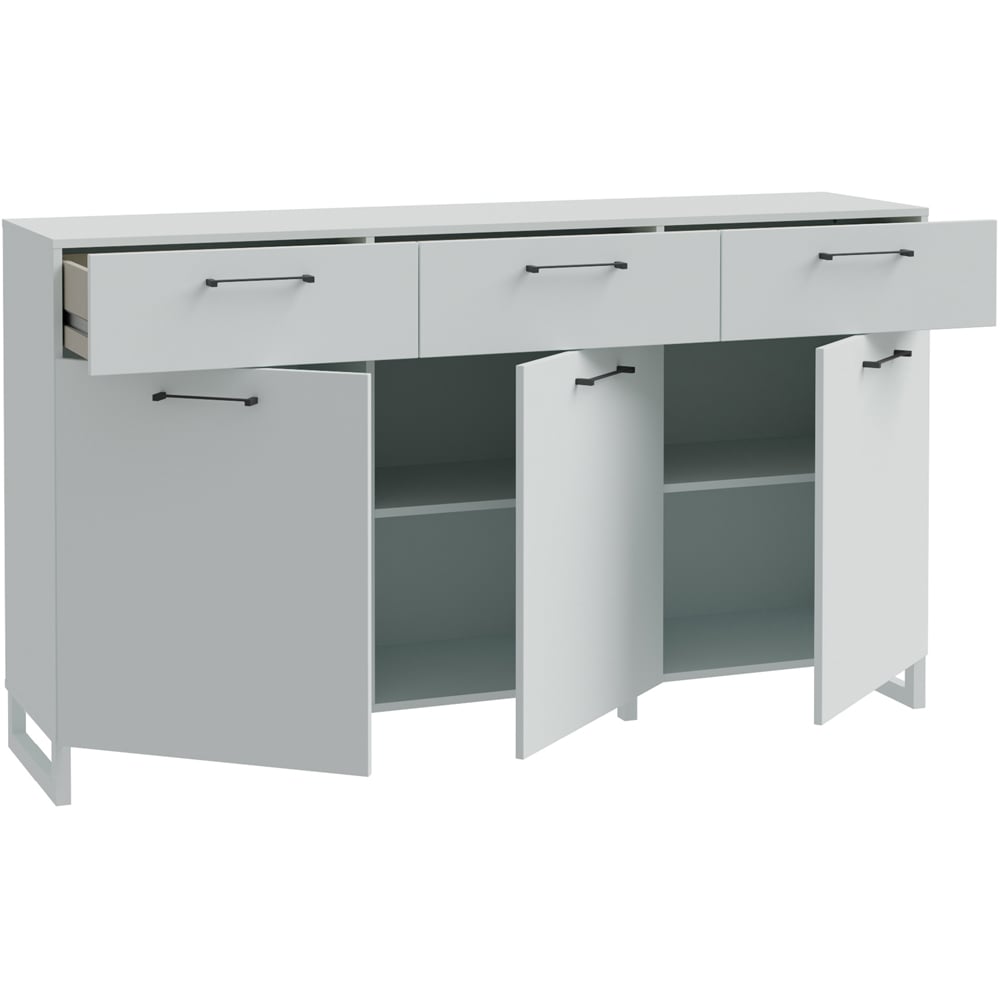 Florence Sali 3 Door 3 Drawer Light Grey Sideboard Image 4