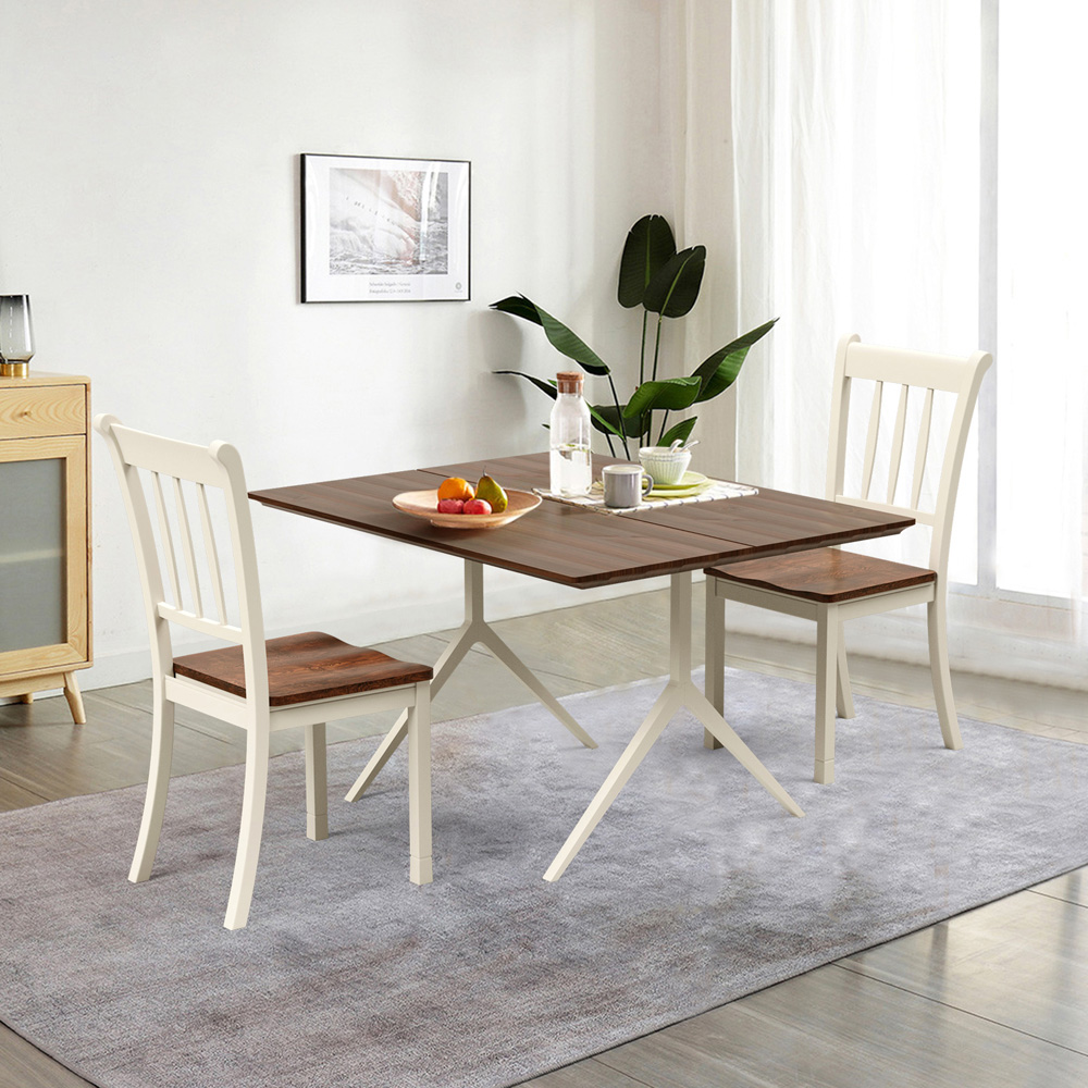 Costway Set of 2 White Slatted High Backrest Dining Chair Image 3