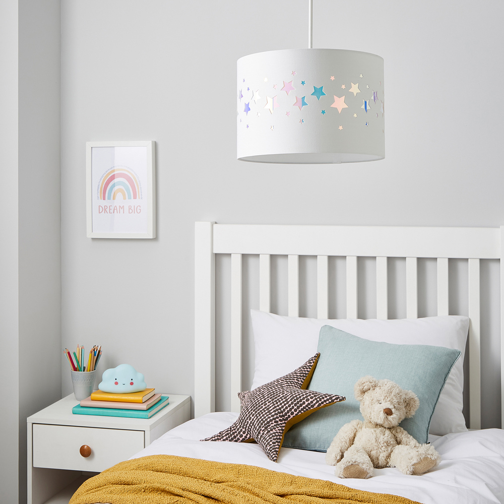 Glow Easyfit White Stars Iridescent Pendant Shade Image 2