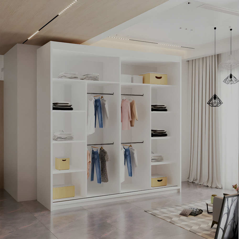 Sliding Wardrobes 4U Royal 2 Door White Minimalist Mirror Wardrobe Image 3