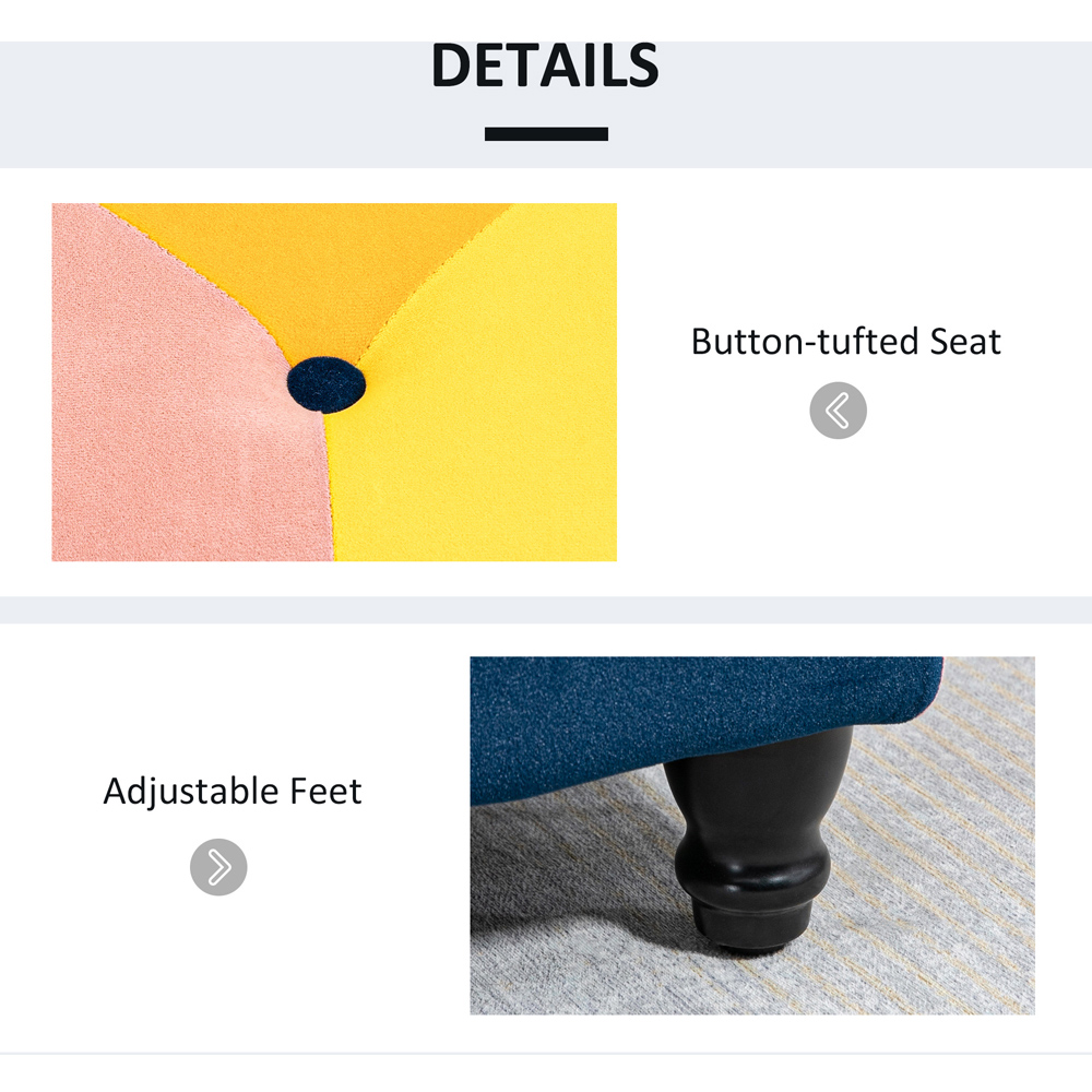 HOMCOM Multicolour Velvet Button Tufted Ottoman Bench Image 7