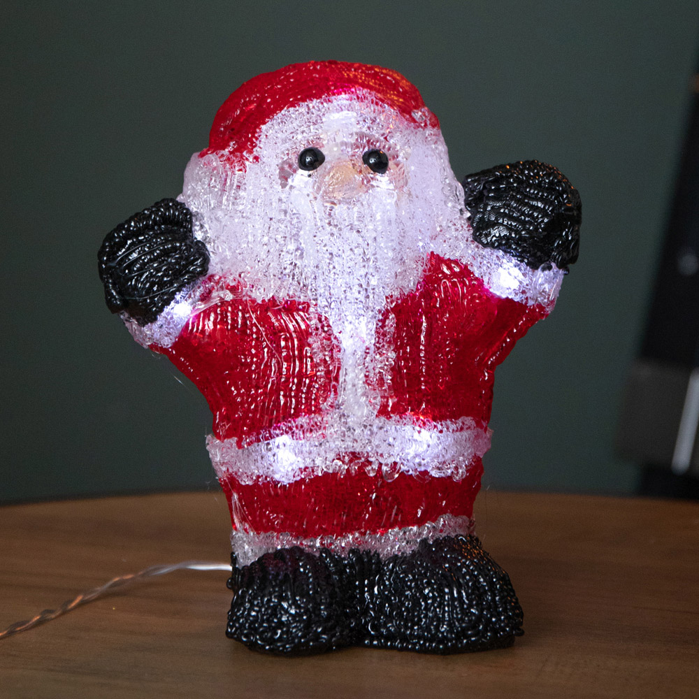Samuel Alexander Cool White LED Light Up Ice Santa Christmas Decoration 16cm Image 1