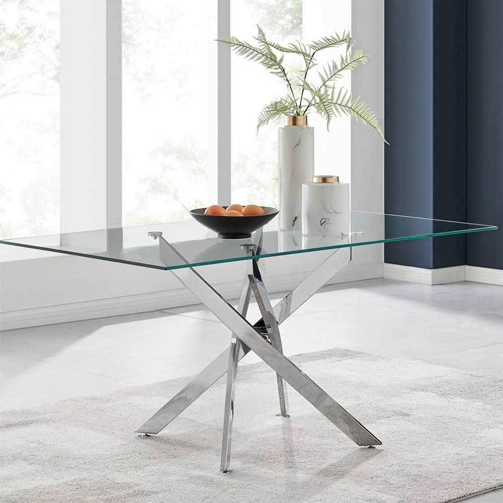 Furniturebox Tavolo Calla 6 Seater Dining Set Glass Chrome and Black Image 7