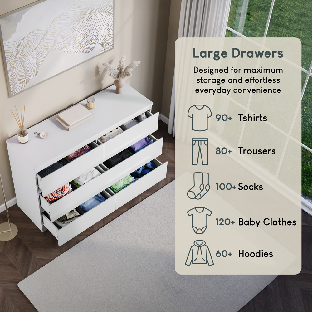 VIDA DESIGNS Glinton 6 Drawer White Chest of Drawers Image 7