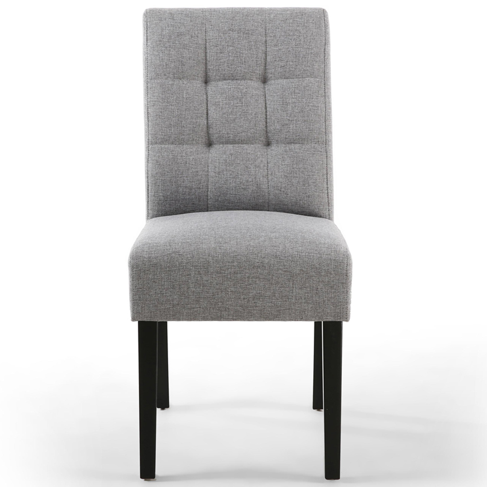 Portland Harlow Silver Grey Linen Black Legs Waffle Back Dining Chair Image 4