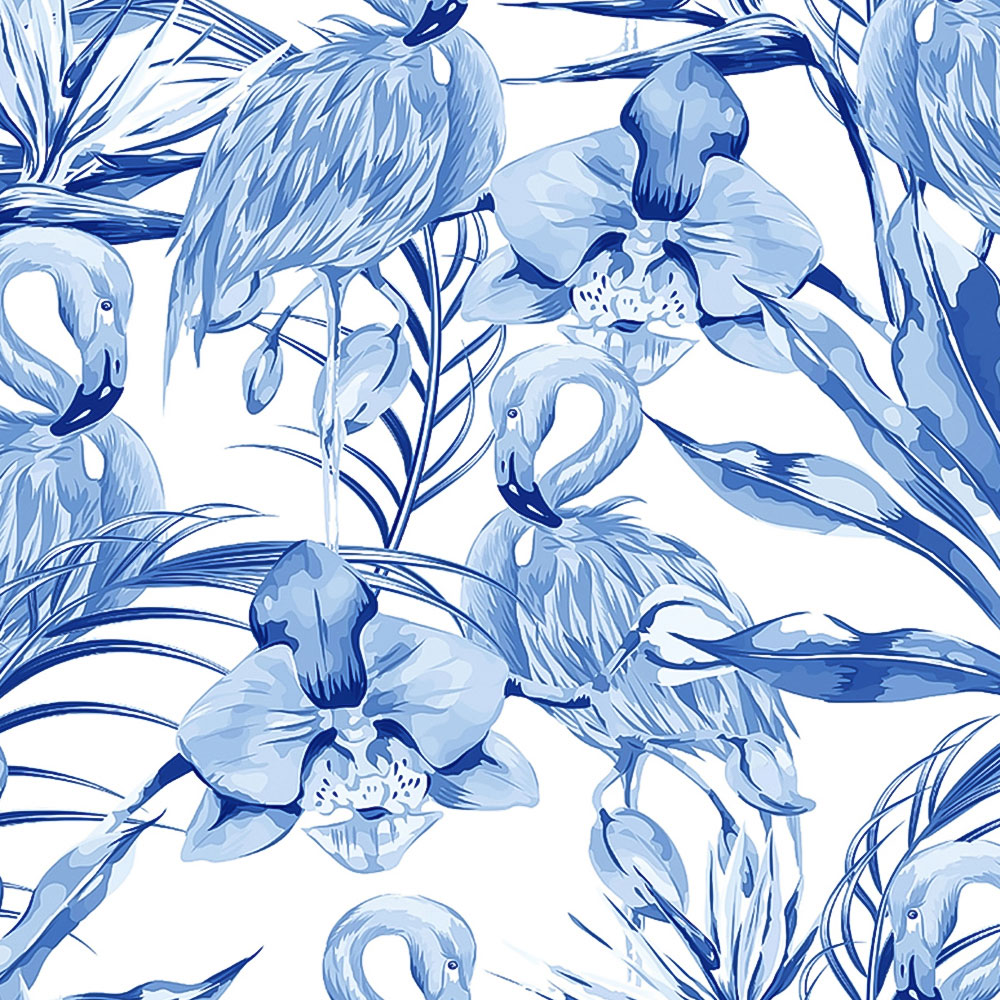 Origin Murals Paradise Flamingo Blue Wall Mural Image 2