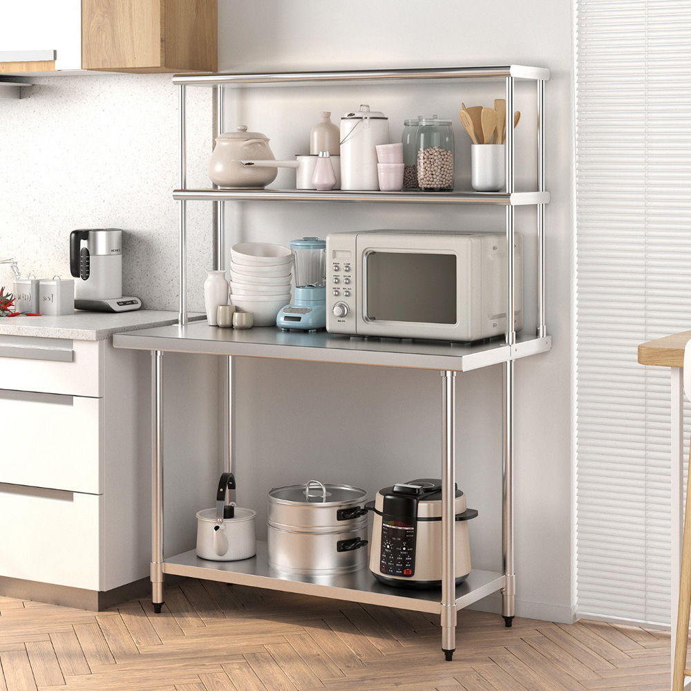 Costway 2 Shelf Adjustable Stainless Steel Overshelf Image 4