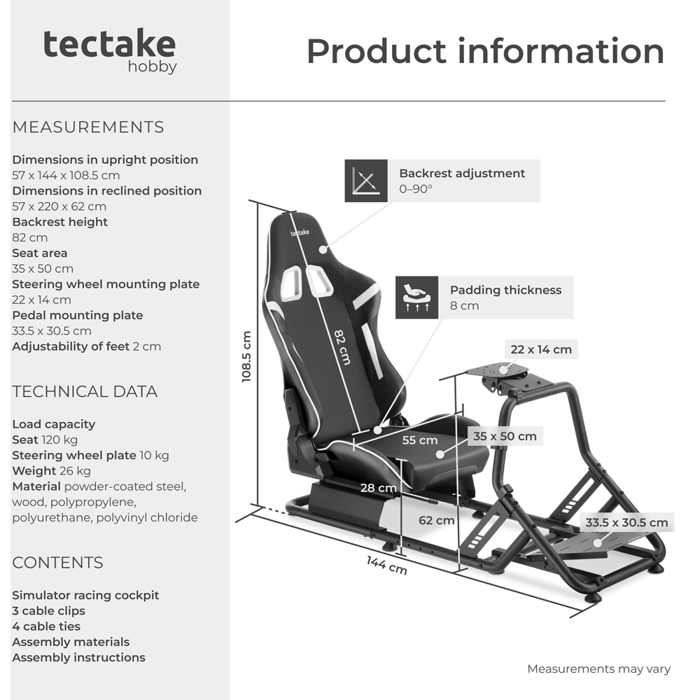 tectake Black Racing Seat Gaming Chair Image 9