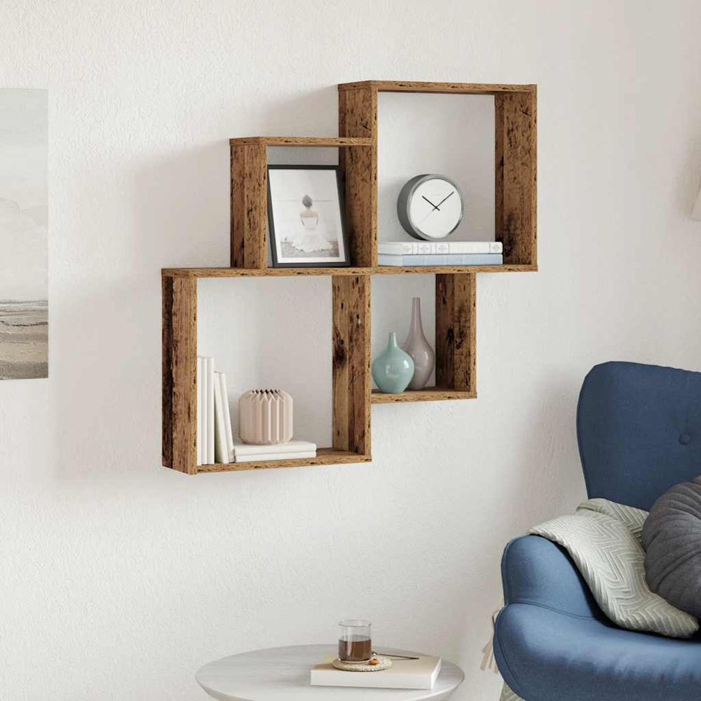 vidaXL 4 Shelf Old Wood Wall Shelf  Image 2