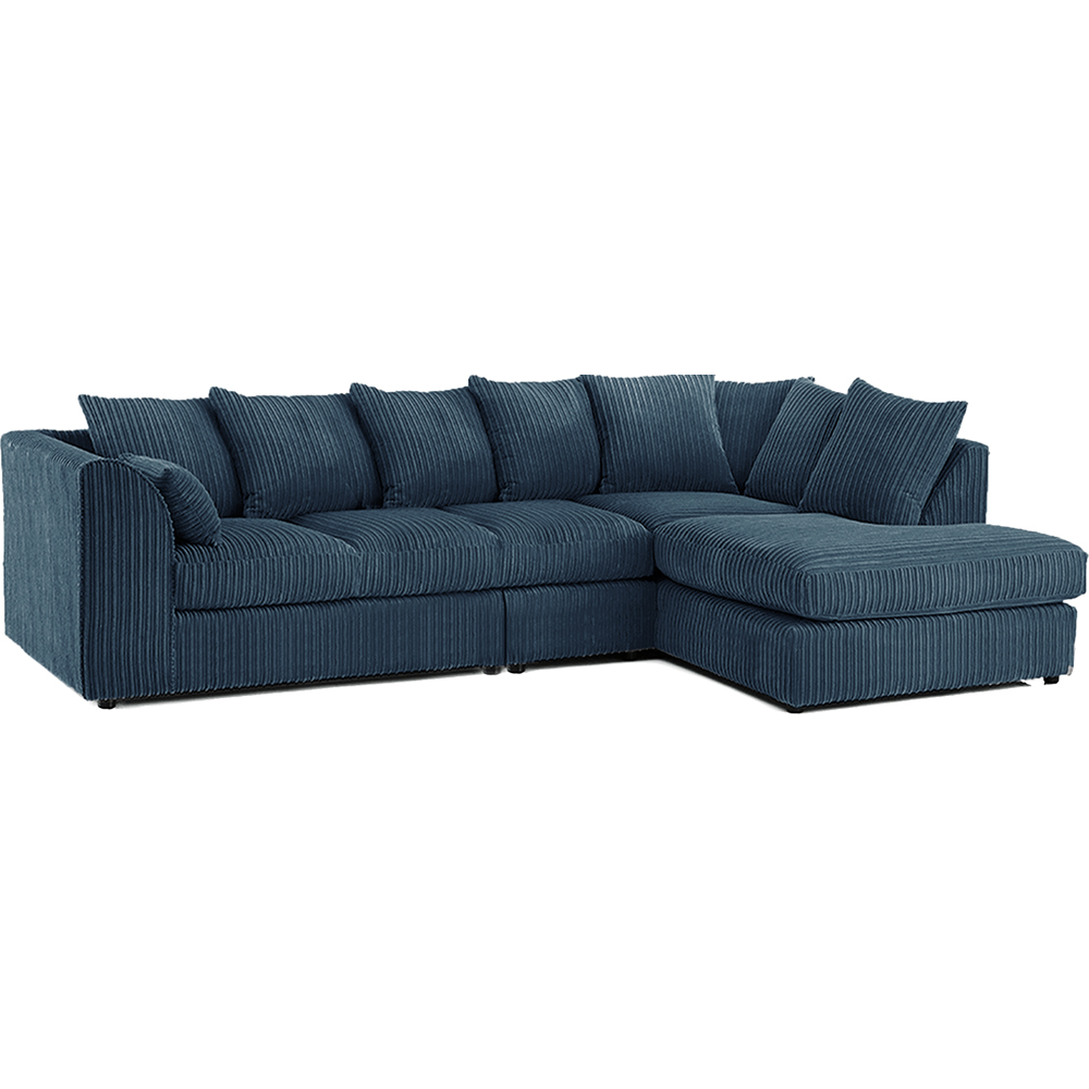 Luxor 4 Seater Navy Blue Jumbo Cord Right Hand Facing Scatter Back L Shaped Corner Sofa Set Image 2