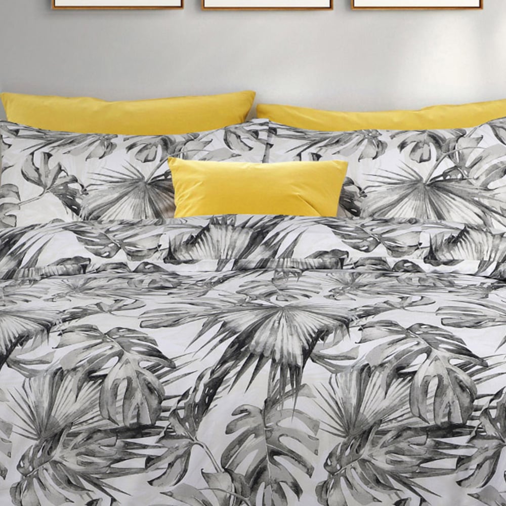 Velosso EasyCare Double Grey Tropical Leaf Duvet Set Image 3
