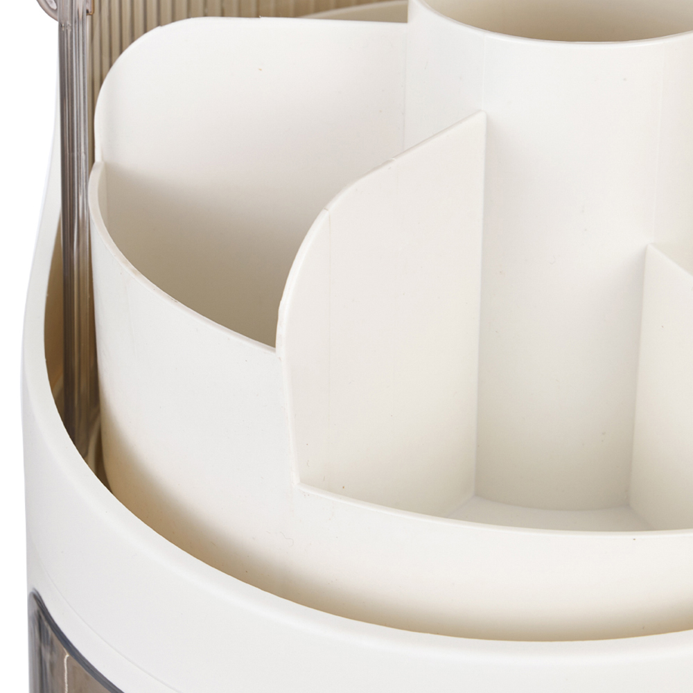 Living and Home Large White Freestanding Dustproof Rotating Makeup Organizer Image 4