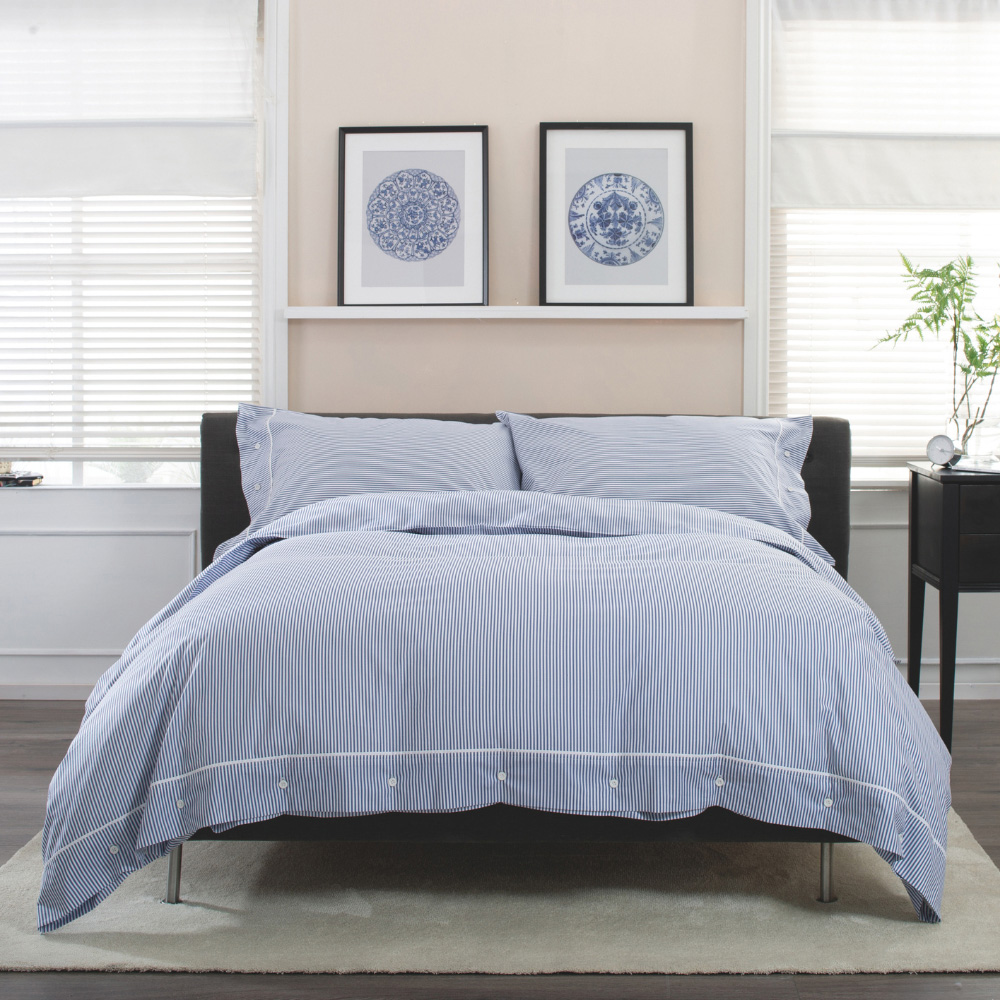 The Lyndon Company Southport Single Blue and White Duvet Set Image 1