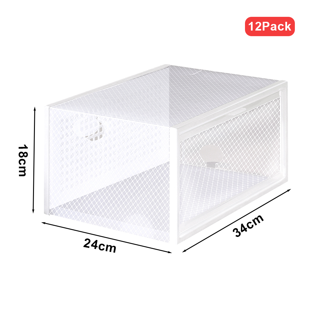 Living and Home White Stackable Shoe Storage Boxes 12 Pack Image 7