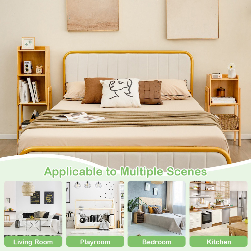 Costway 3 Shelf Free Standing Tall Bamboo Bookshelf with Legs Image 6
