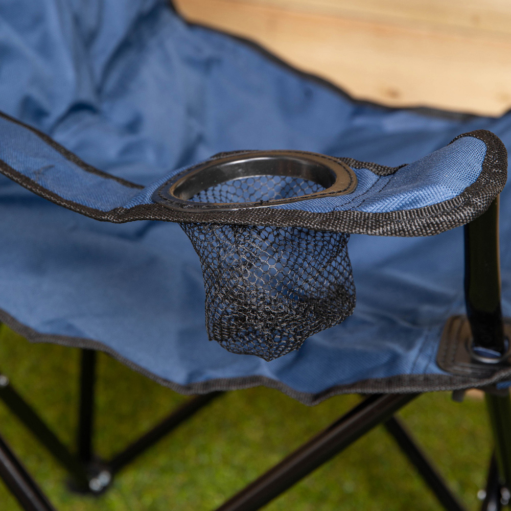 Samuel Alexander Blue Folding Canvas Camping Chair with Cup Holder Image 4