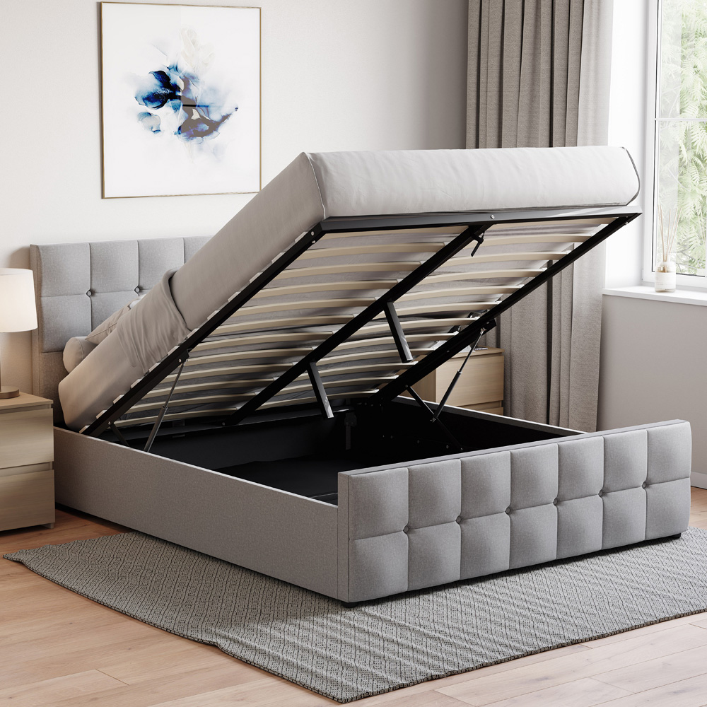 Vida Designs Valentina King Size Light Grey Linen Ottoman Bed Image 5