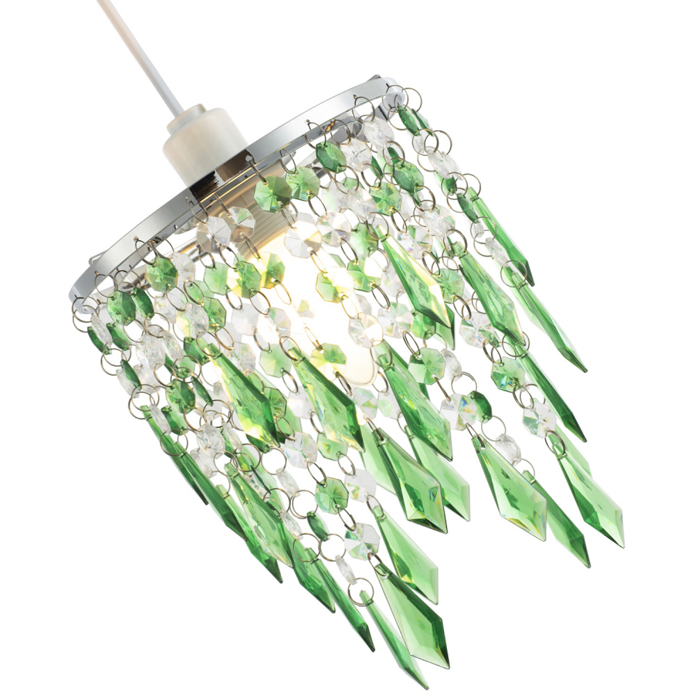 Happy Homewares Waterfall Design Clear and Emerald Acrylic Drops and Beads Pendant Shade Image 5
