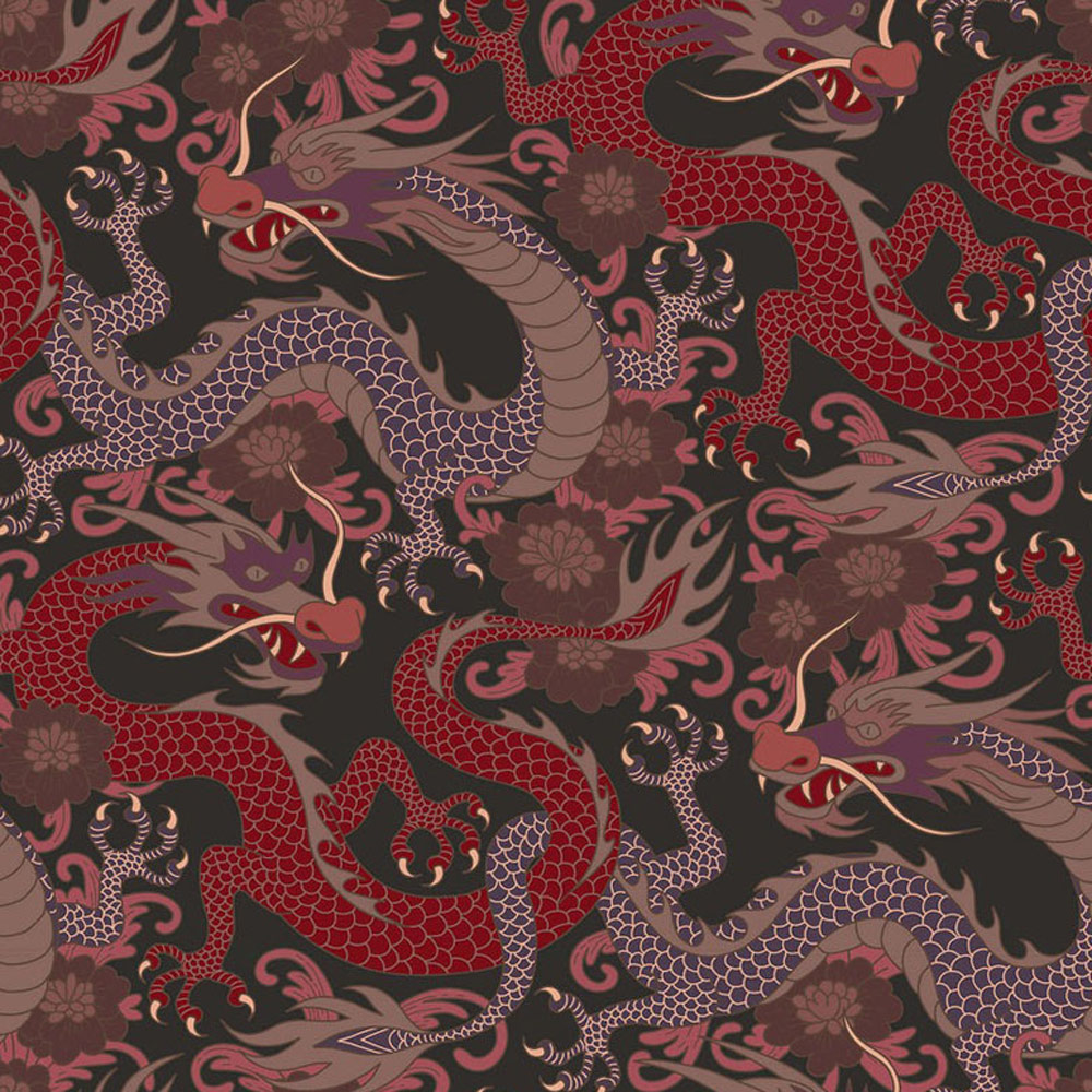 Bobbi Beck Eco Luxury Oriental Dragon Black Wallpaper Image