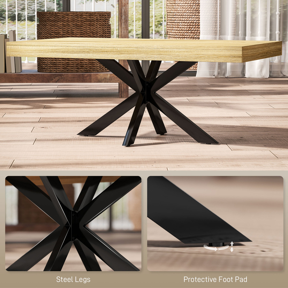 HOMCOM Industrial Natural Coffee Table with Steel Frame Image 8