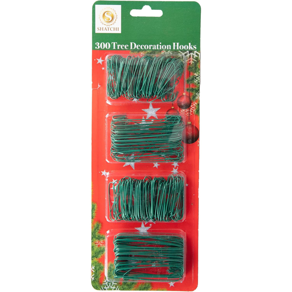Shatchi Green Tree Decoration Hook 300 Pack Image 1