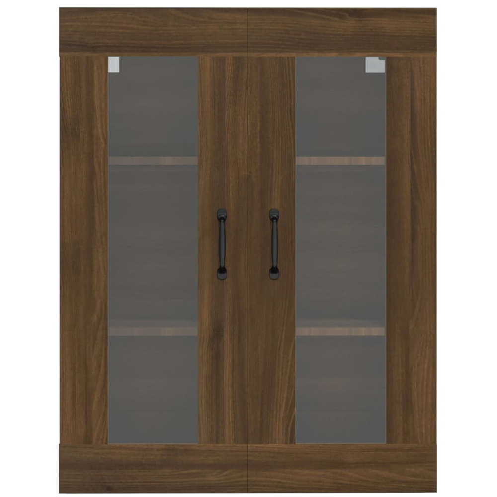 vidaXL 2 Glass Door 3 Shelf Brown Oak Hanging Wall Cabinet Image 3