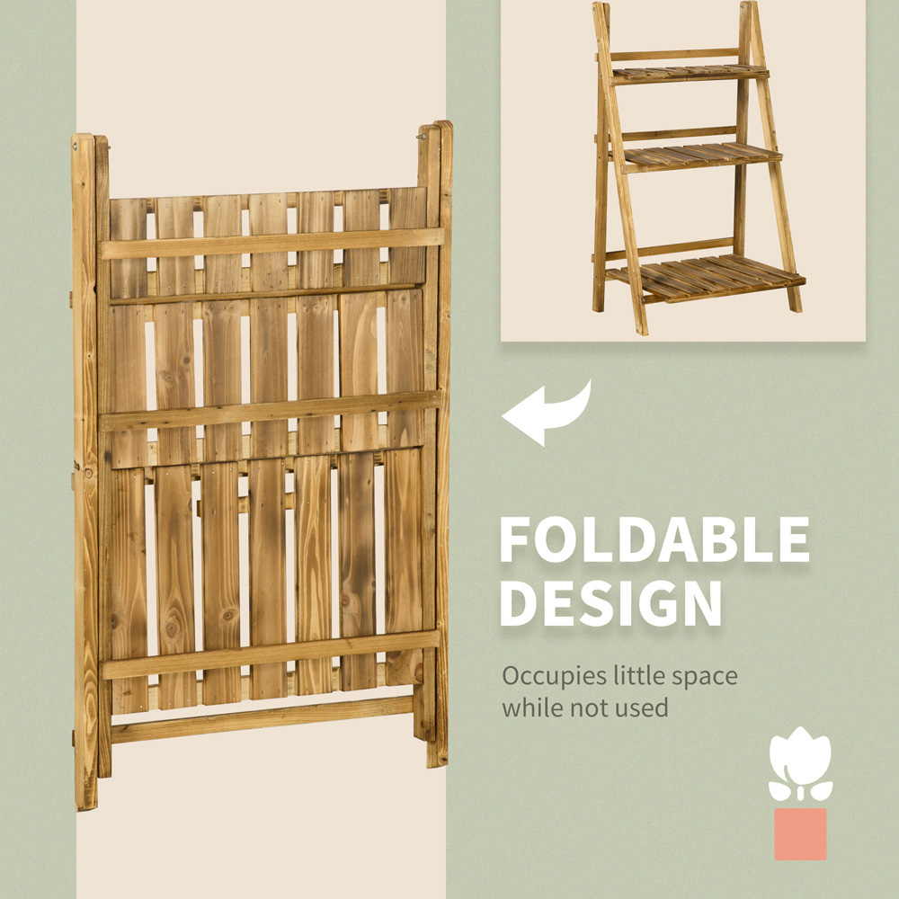 Outsunny 3-Tier Wooden Foldable Flower Pot Stand Image 6