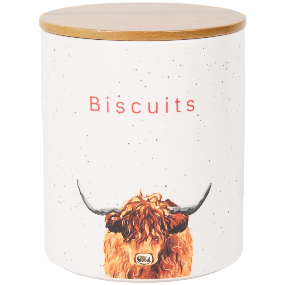Highland Cow Biscuit Canister White Image 1