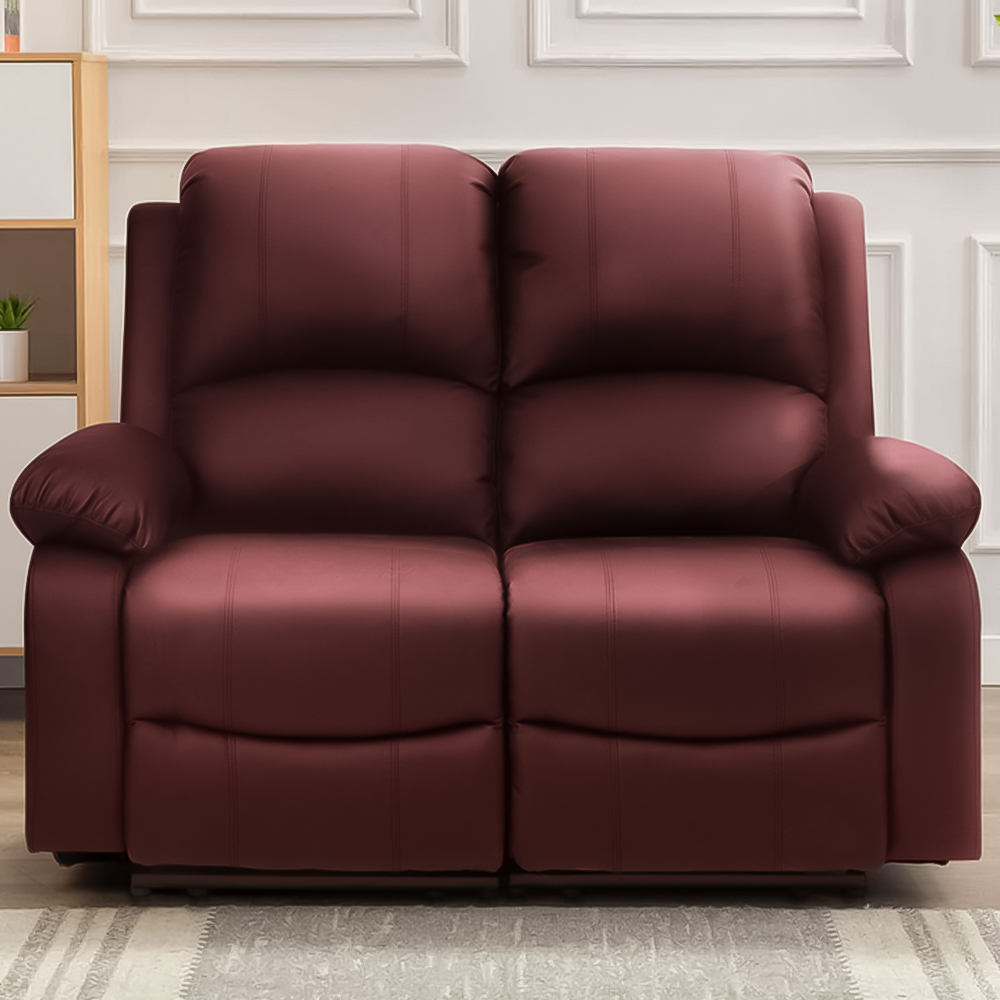 Brooklyn 2 Seater Red Bonded Leather Manual Recliner Sofa Image 1